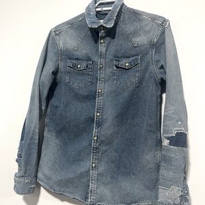 AllSaints distressed denim shirt